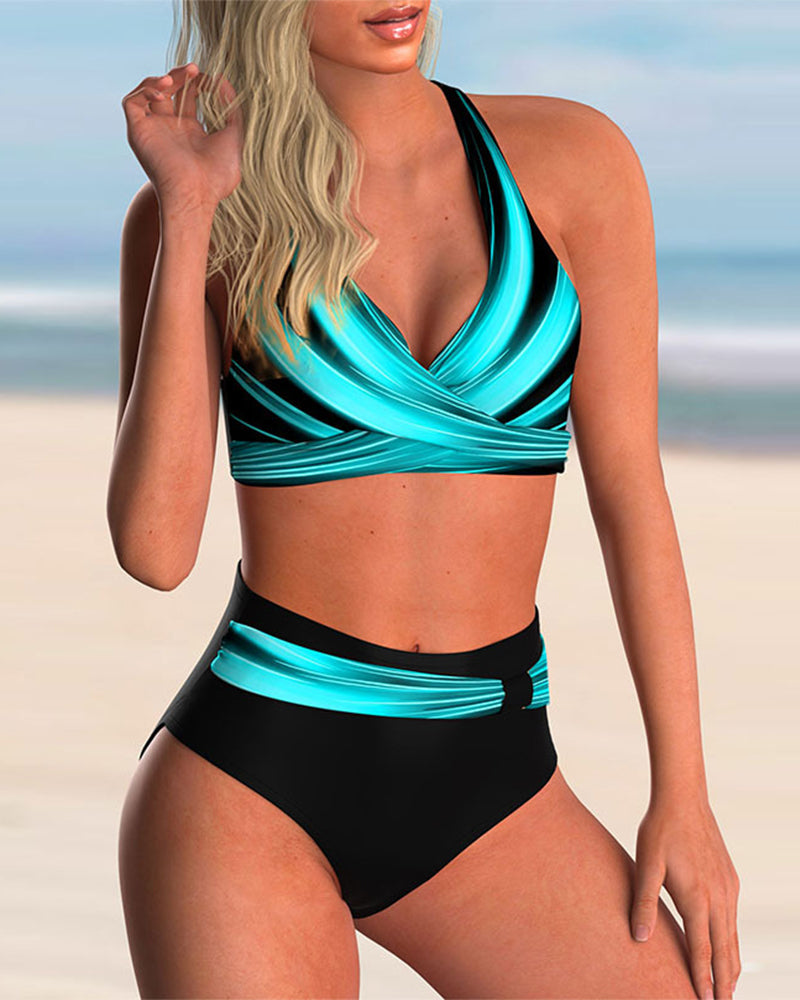 Sandra - Halter Neck Printed Bikini Set