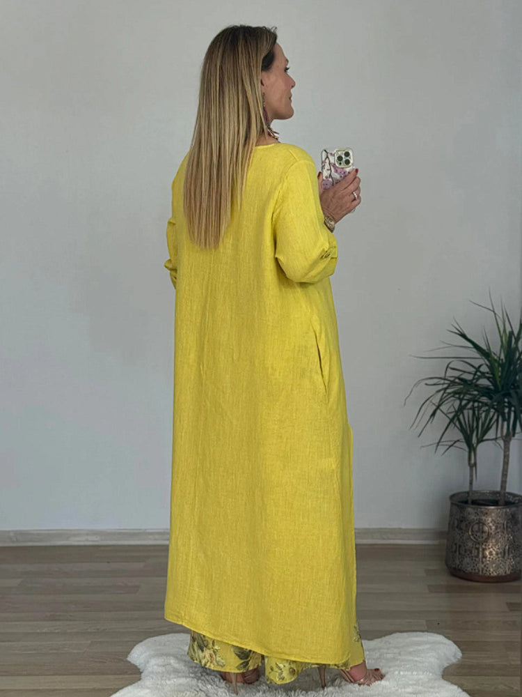 Laine – Long-Sleeved Top and Printed Wide-Leg Pants Set