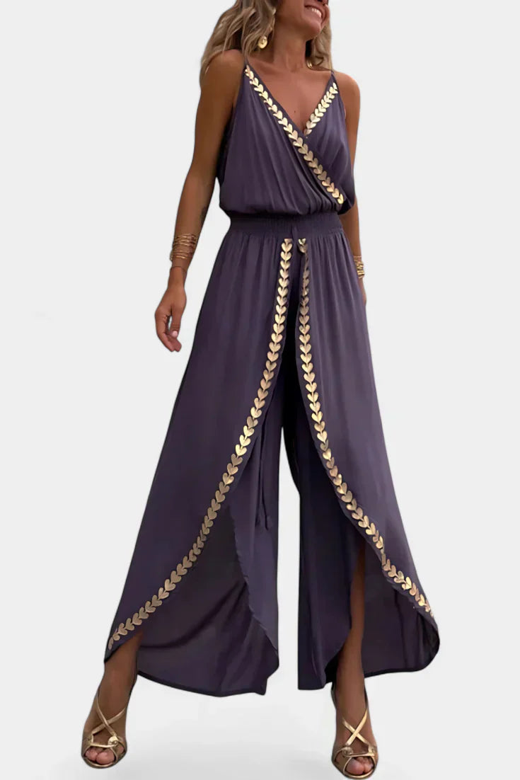 Addison - Backless Gold-Detail Jumpsuit