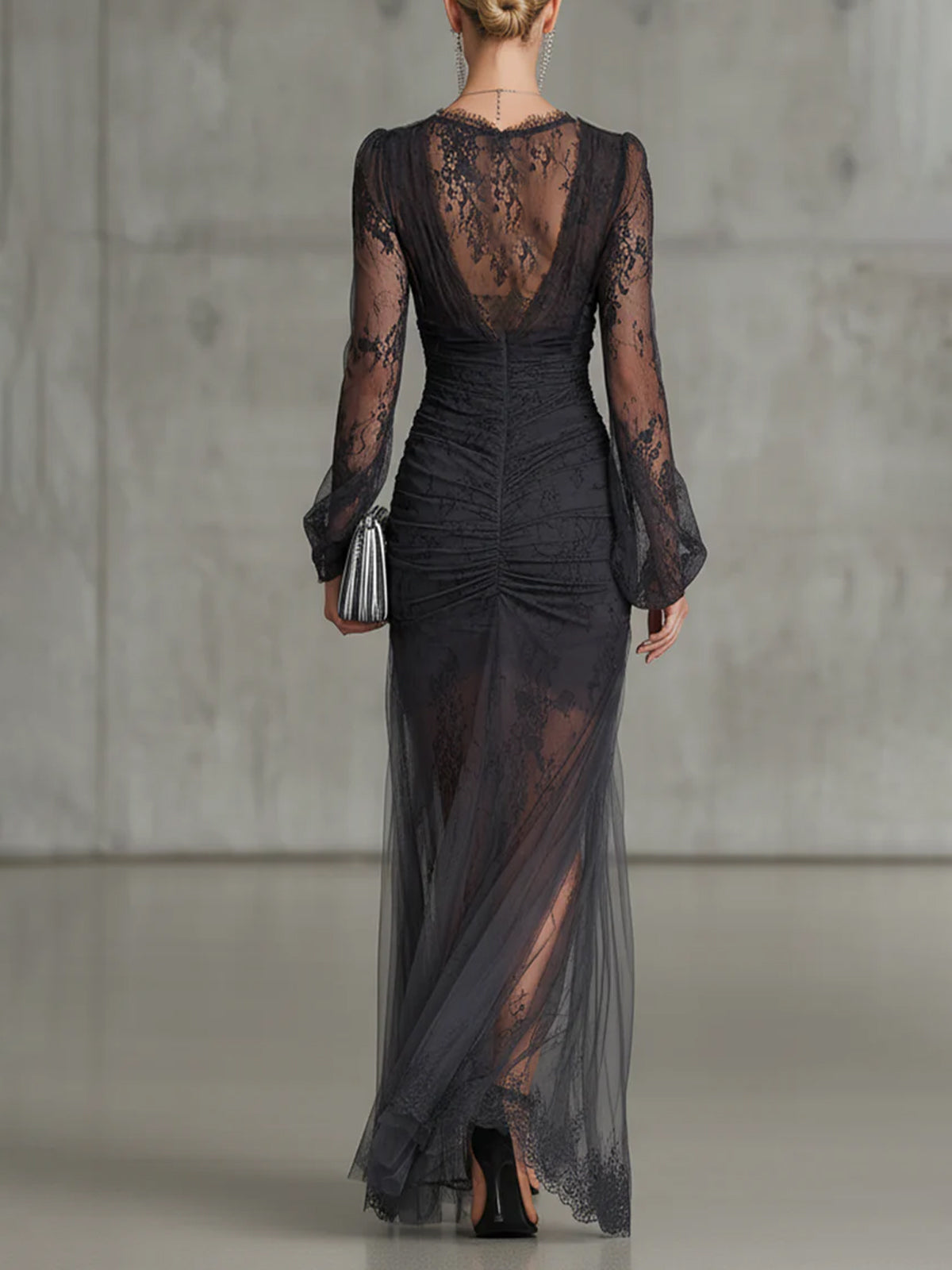 Kimberly - Long Black Dress with Dramatic Slit