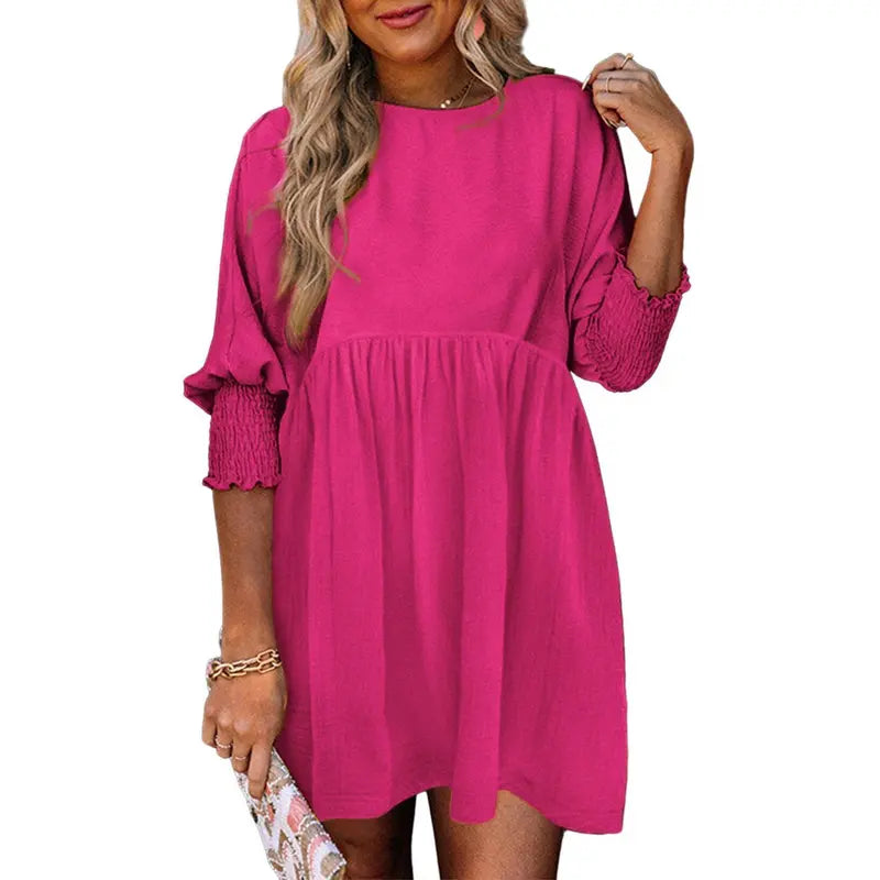 Luna – Casual Loose Fit Short Sleeve Mini Dress