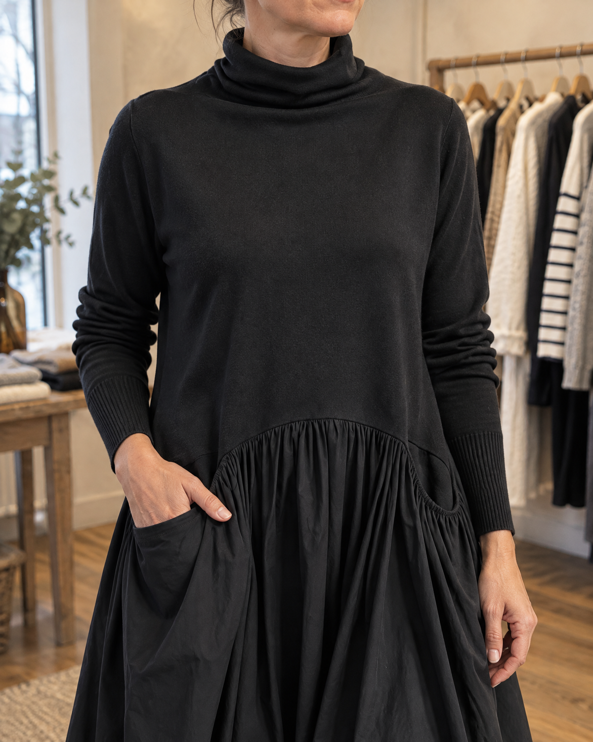 Miriam – Turtleneck Maxi Dress with Pockets