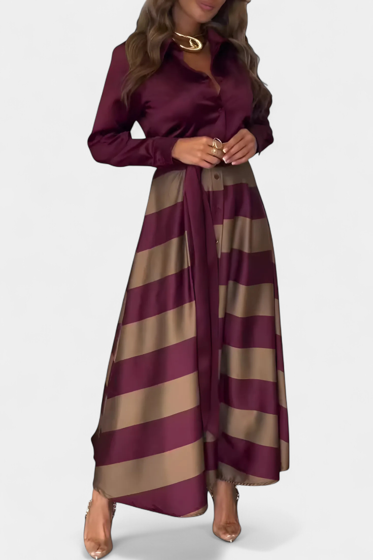 Nerisa – Long Striped Shirt Dress with Belt