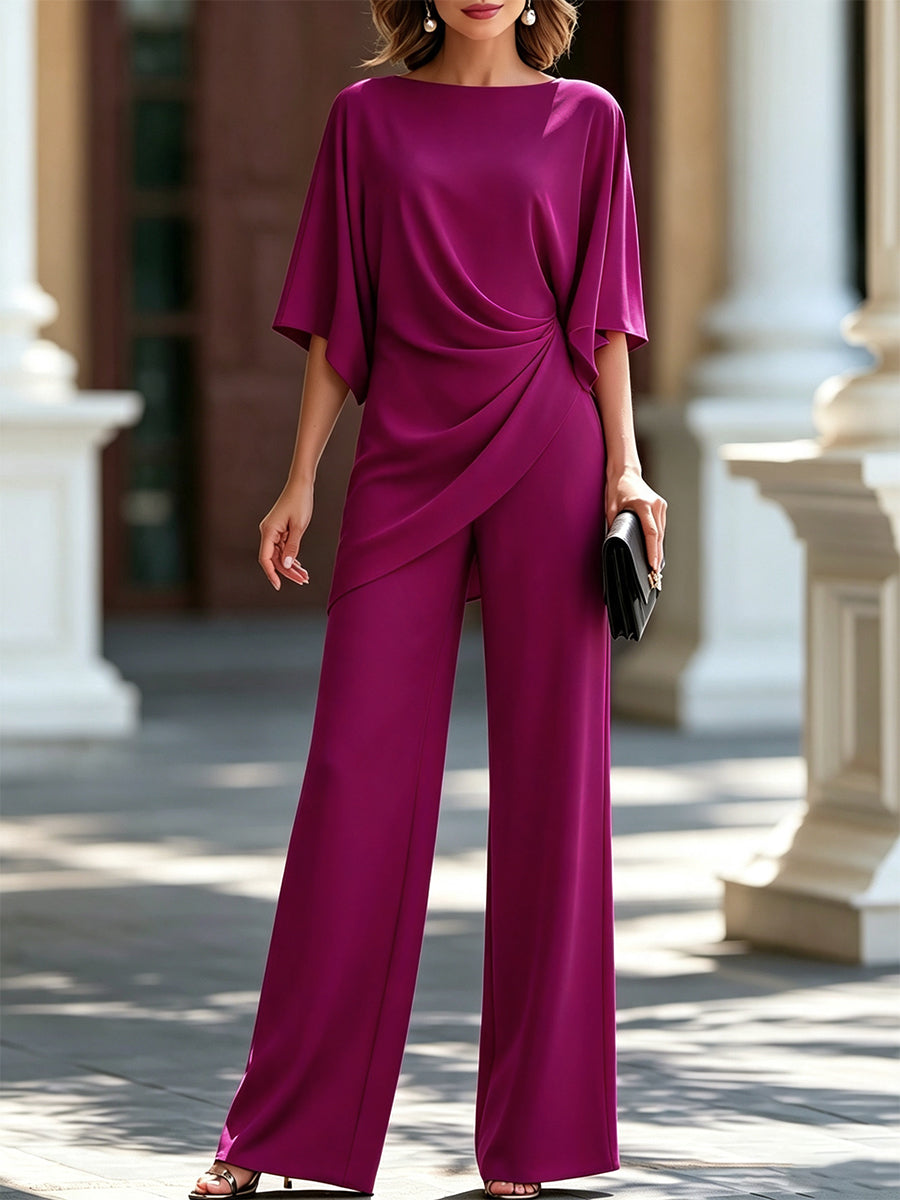 Freya - Draped Blouse Wide-Leg Set