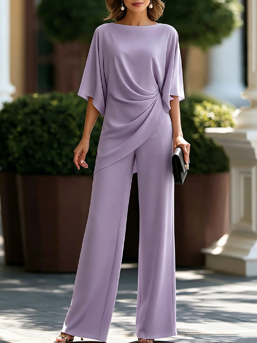 Freya - Draped Blouse Wide-Leg Set