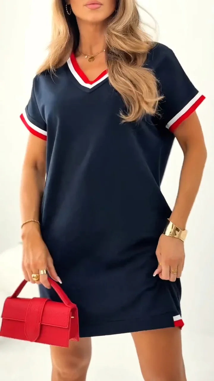 Quinn – Cotton Casual Dress with Contrasting Hem