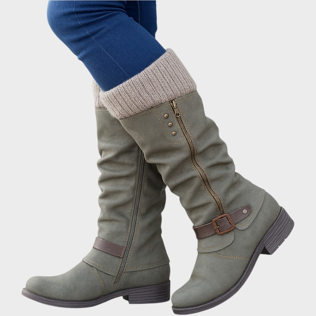 Giana – Cozy Long Winter Boots with Knit Detail