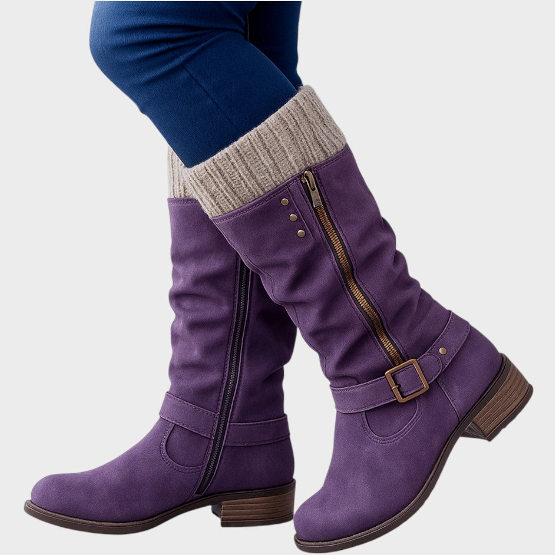 Giana – Cozy Long Winter Boots with Knit Detail