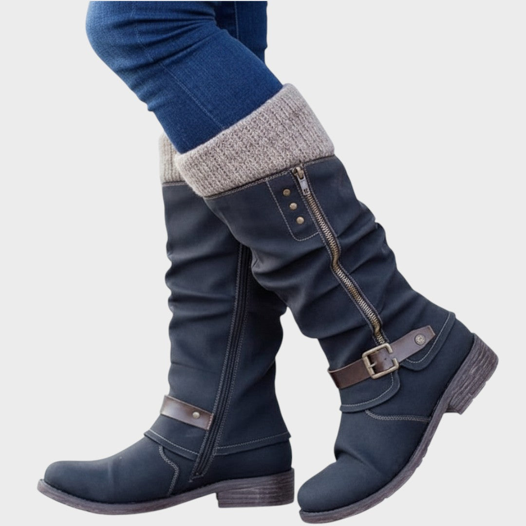 Giana – Cozy Long Winter Boots with Knit Detail