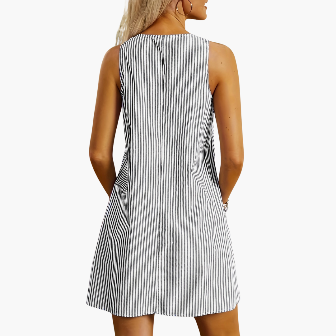 Natalie | Sleeveless Striped Pocket Dress