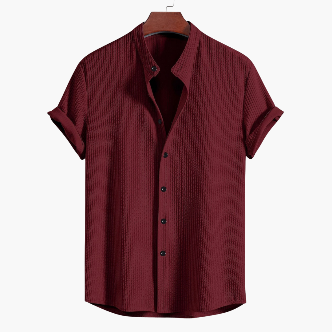 Eddie – Ribbed Stand-Up Collar Shirt for Men