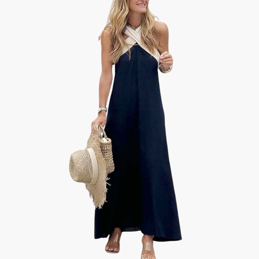 Eliza | Crossover Halter Maxi Dress