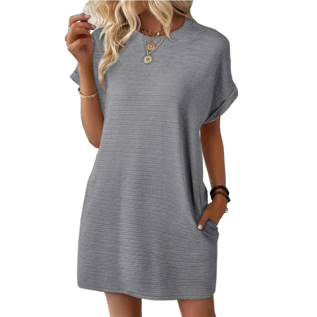 Evah – Casual Minimalist Round Neck Summer Dress