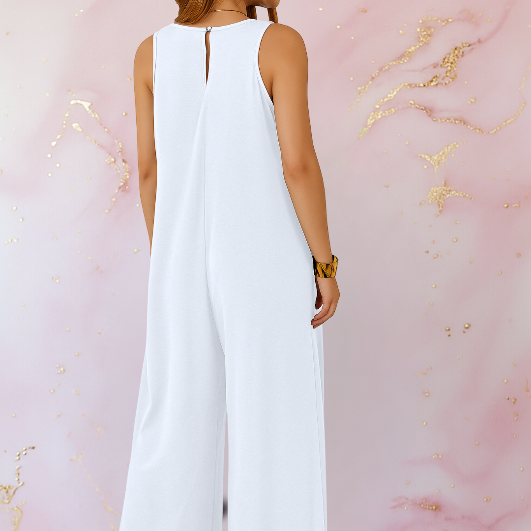 Cindy – Comfortable Jumpsuit with V-neck and Wide Legs