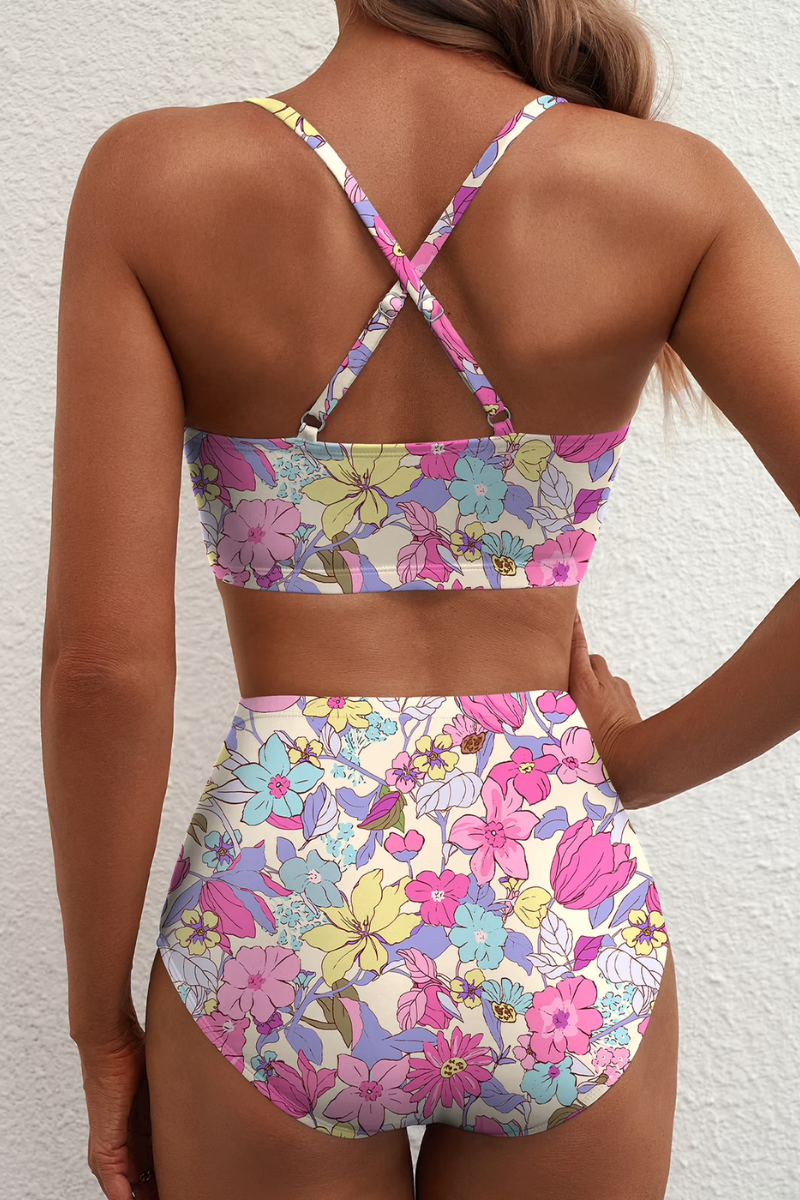 Margie - Floral High Waist Tummy Control Bikini Set