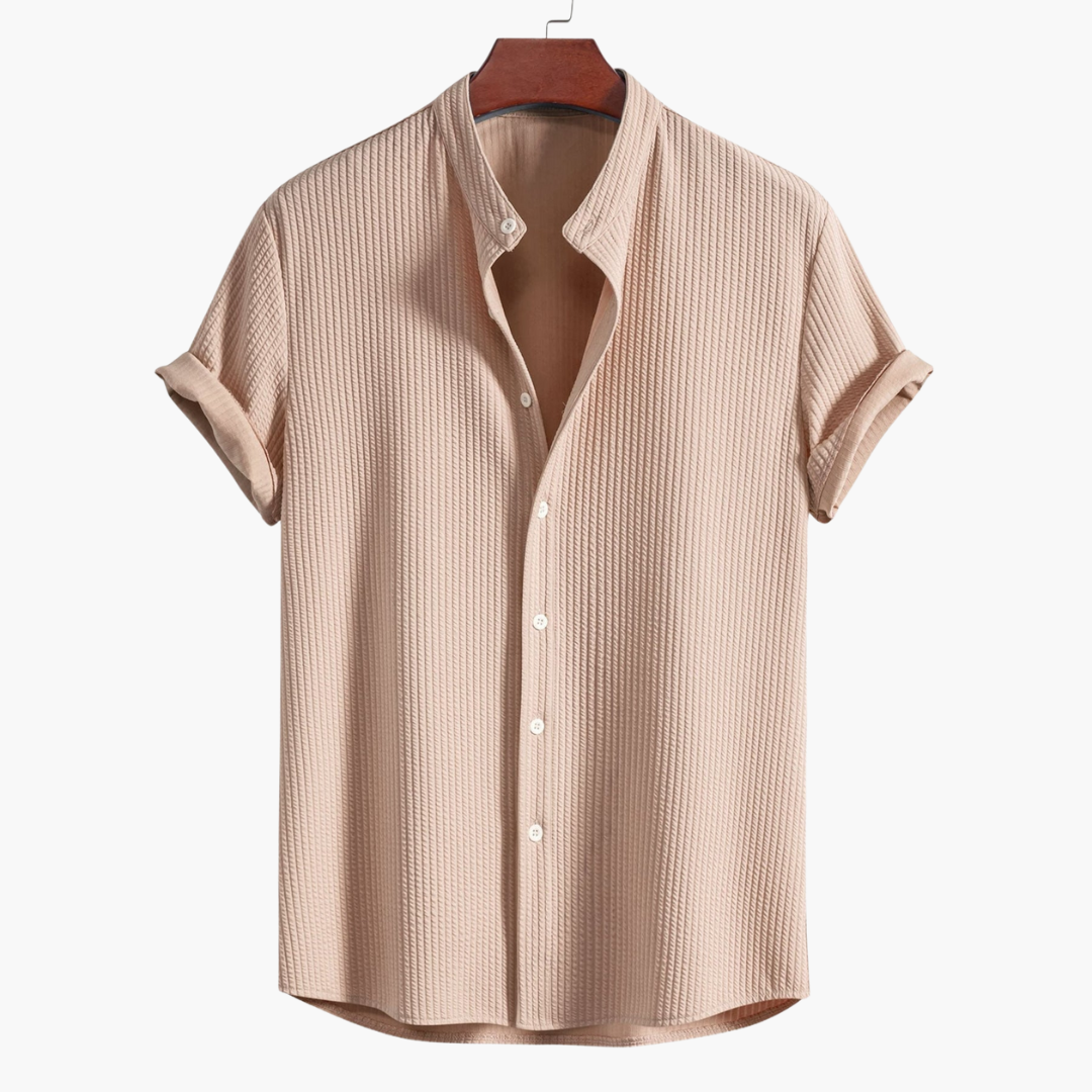 Eddie – Ribbed Stand-Up Collar Shirt for Men
