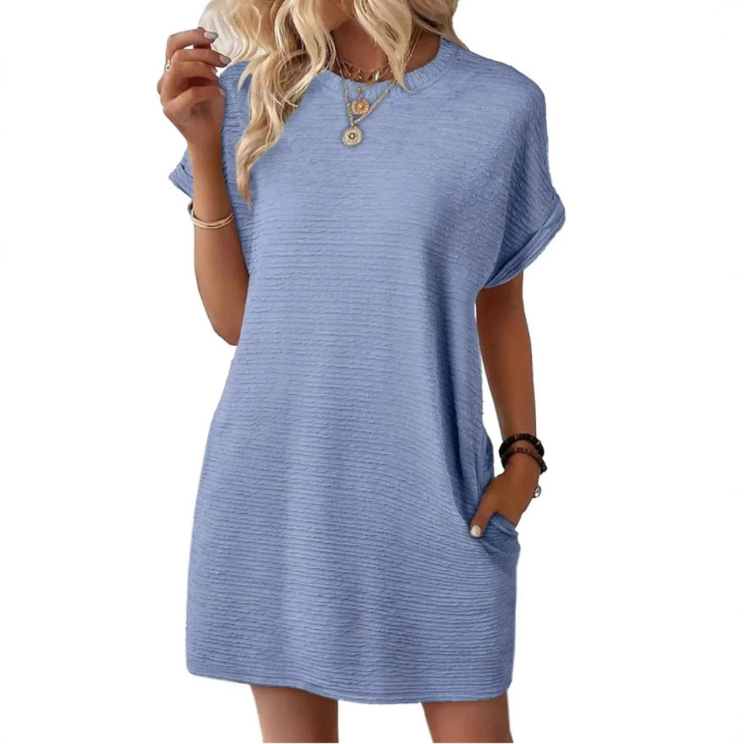 Evah – Casual Minimalist Round Neck Summer Dress