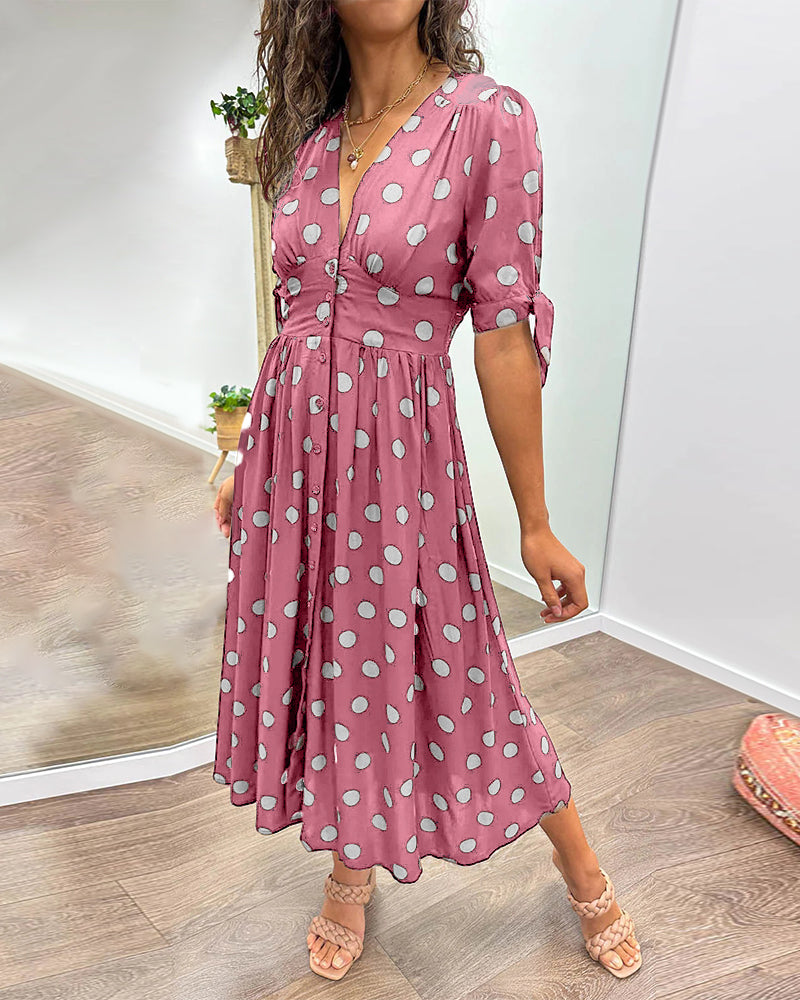 Maddie – Lightweight Polka Dot Dress with Puff Sleeves
