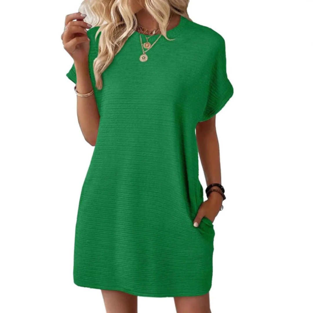 Evah – Casual Minimalist Round Neck Summer Dress