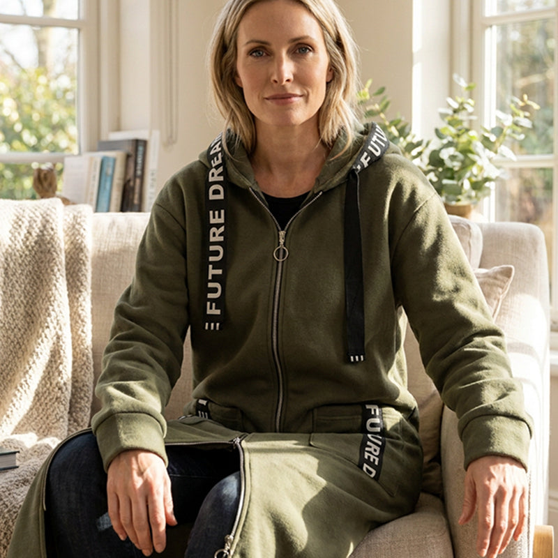 Amanda - Long Hooded Sweatshirt Coat