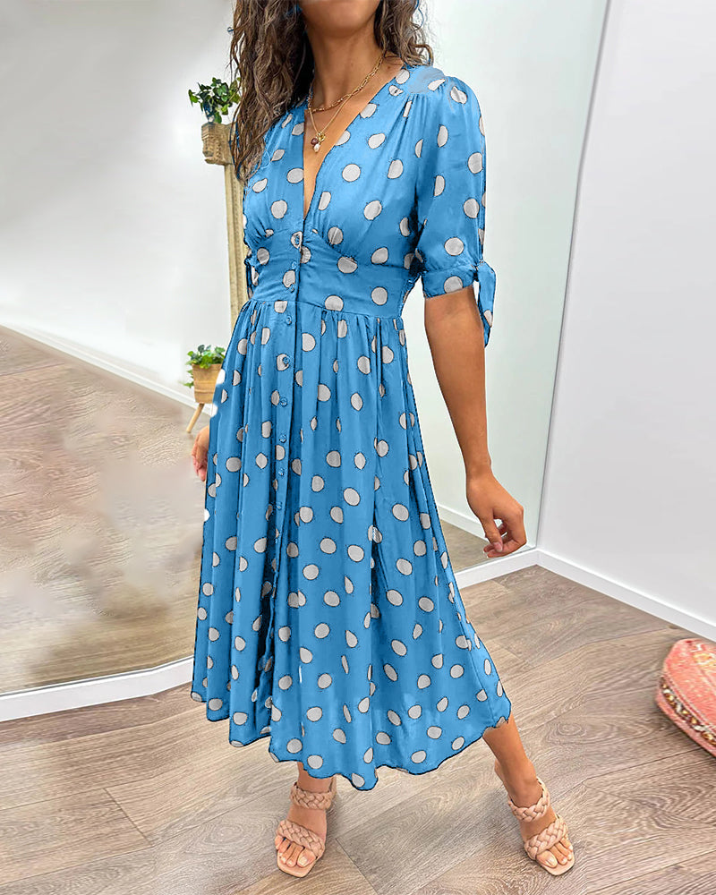 Maddie – Lightweight Polka Dot Dress with Puff Sleeves