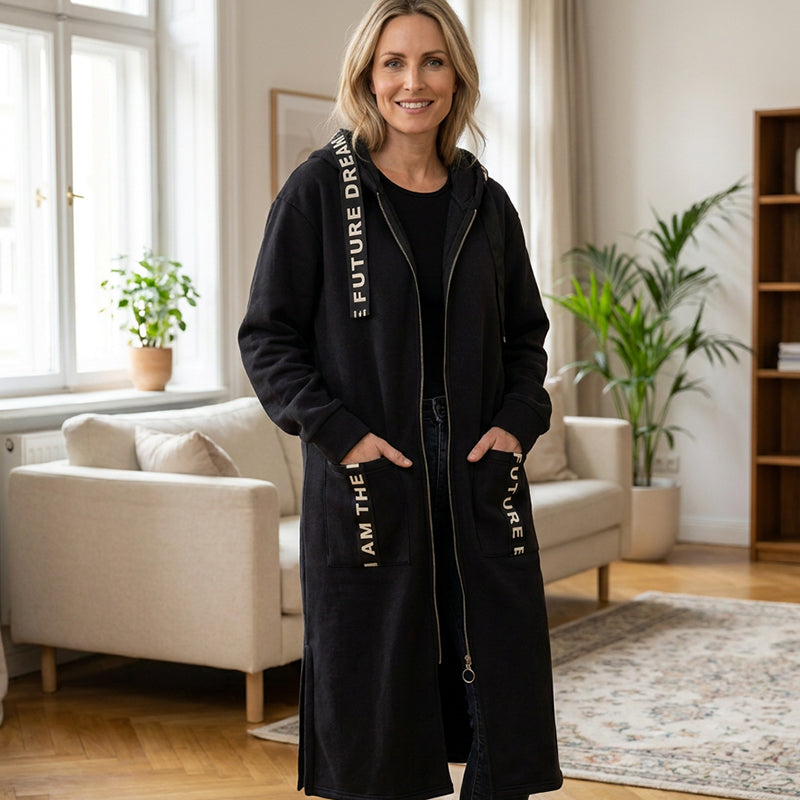 Amanda - Long Hooded Sweatshirt Coat