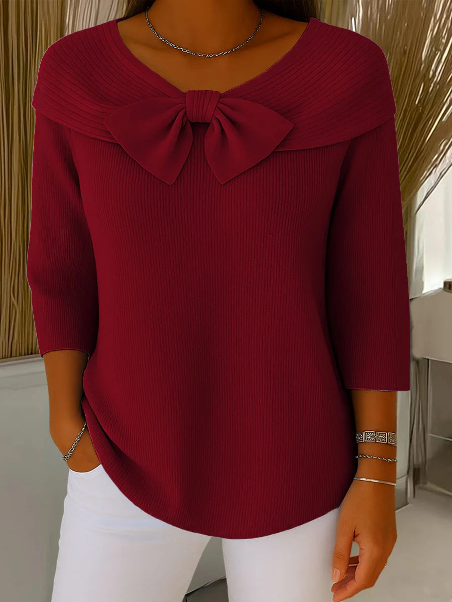 Elaira – Soft Knit Sweater with Bow Detail