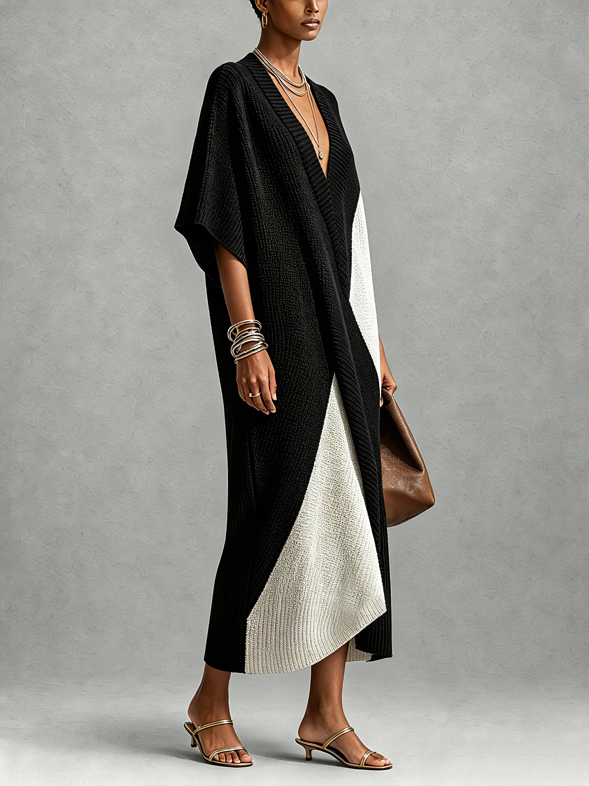 Jocelyn – Black and White Midi Dress