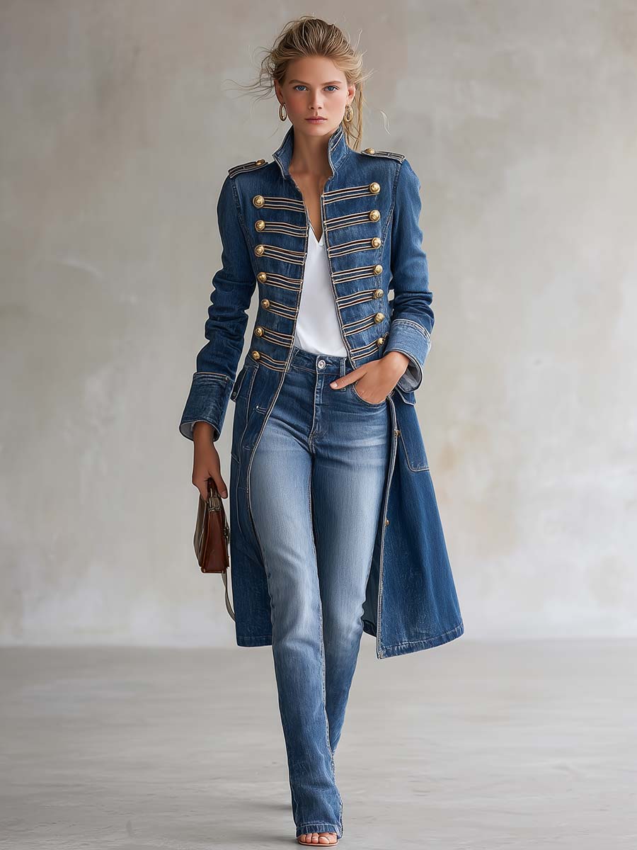 Leighton – Vintage Denim Officer Coat