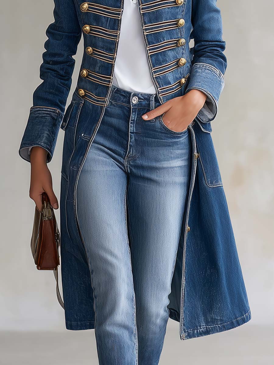 Leighton – Vintage Denim Officer Coat