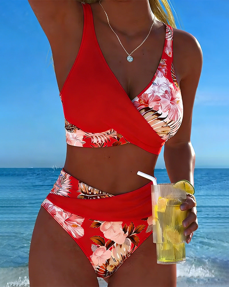 Levy - Floral Contrast Bikini Set