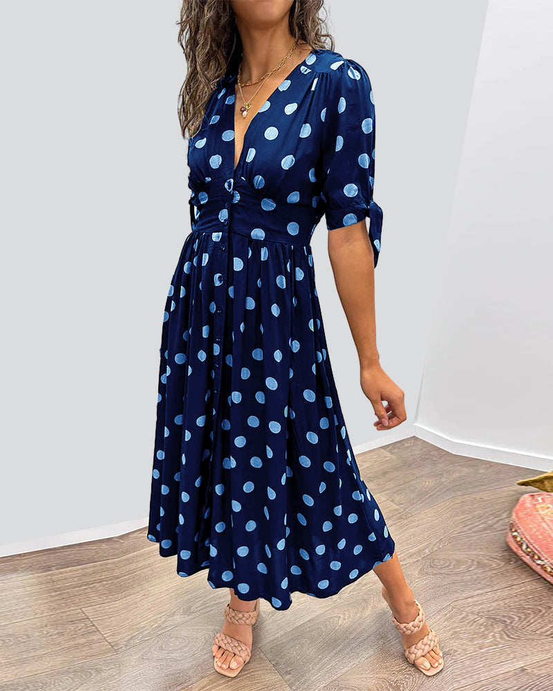 Maddie – Lightweight Polka Dot Dress with Puff Sleeves