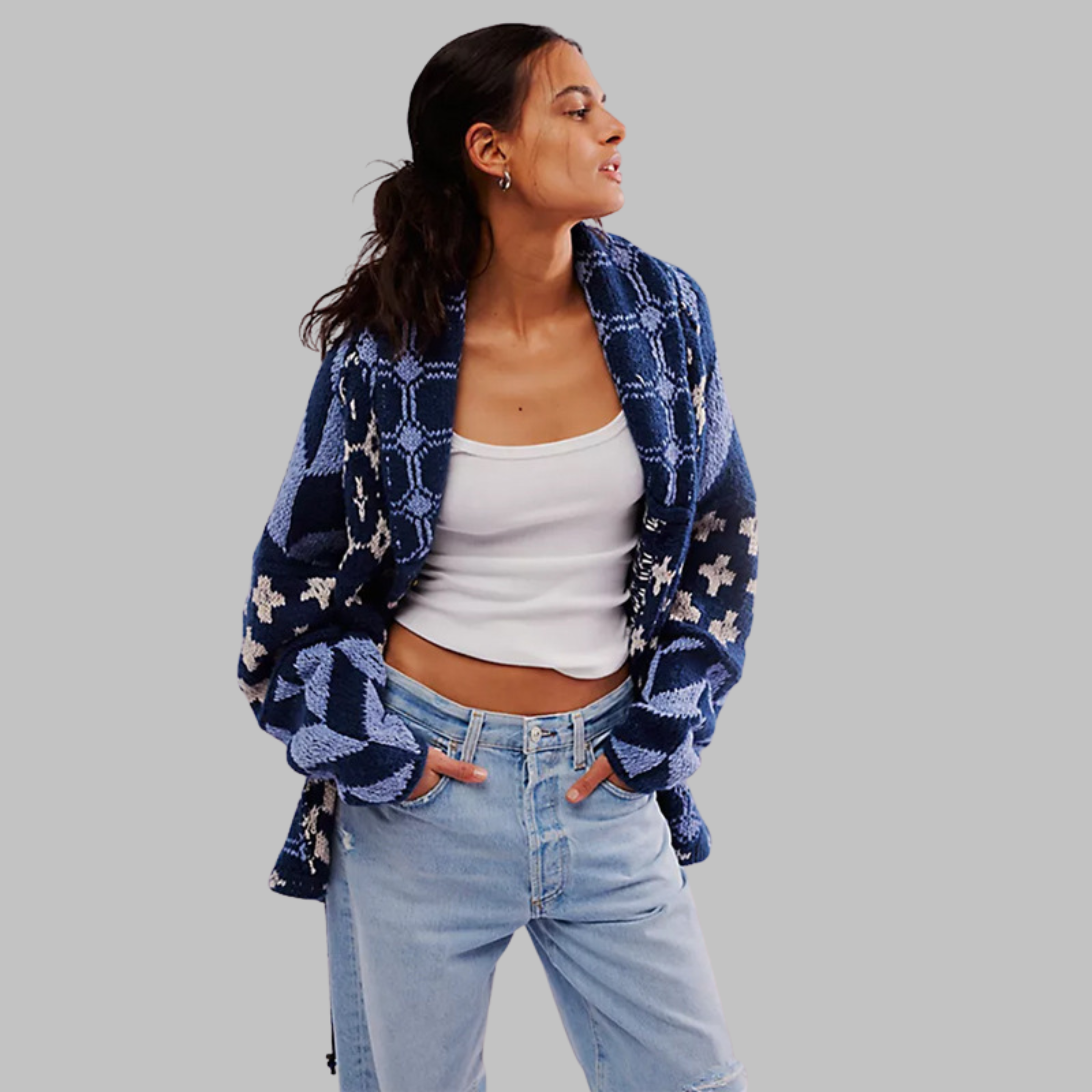 Felia – Vintage Oversized Button-Down Collar Cardigan