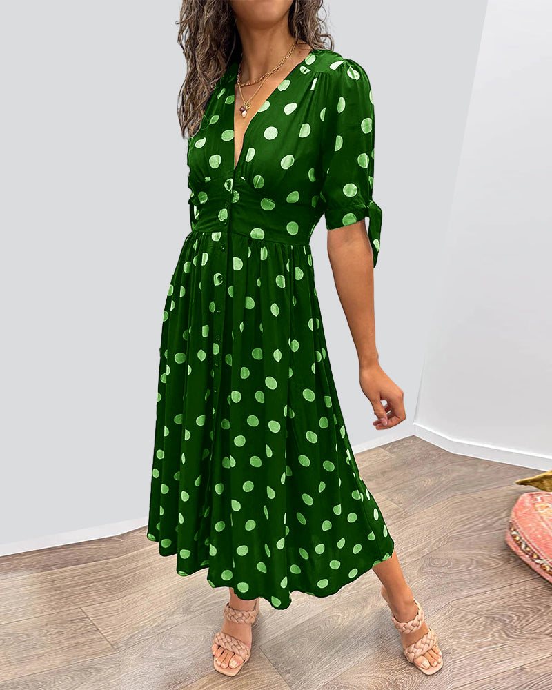 Maddie – Lightweight Polka Dot Dress with Puff Sleeves
