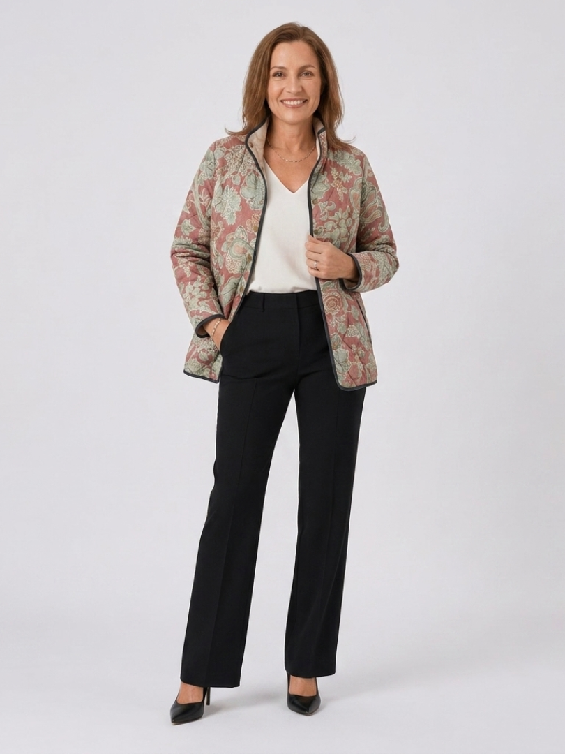 Yara – Quilted Terracotta Damask Jacket