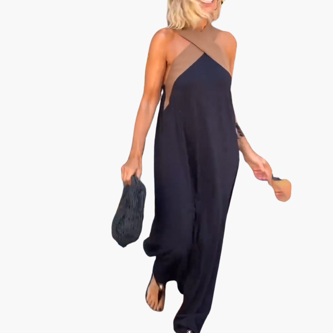 Eliza | Crossover Halter Maxi Dress