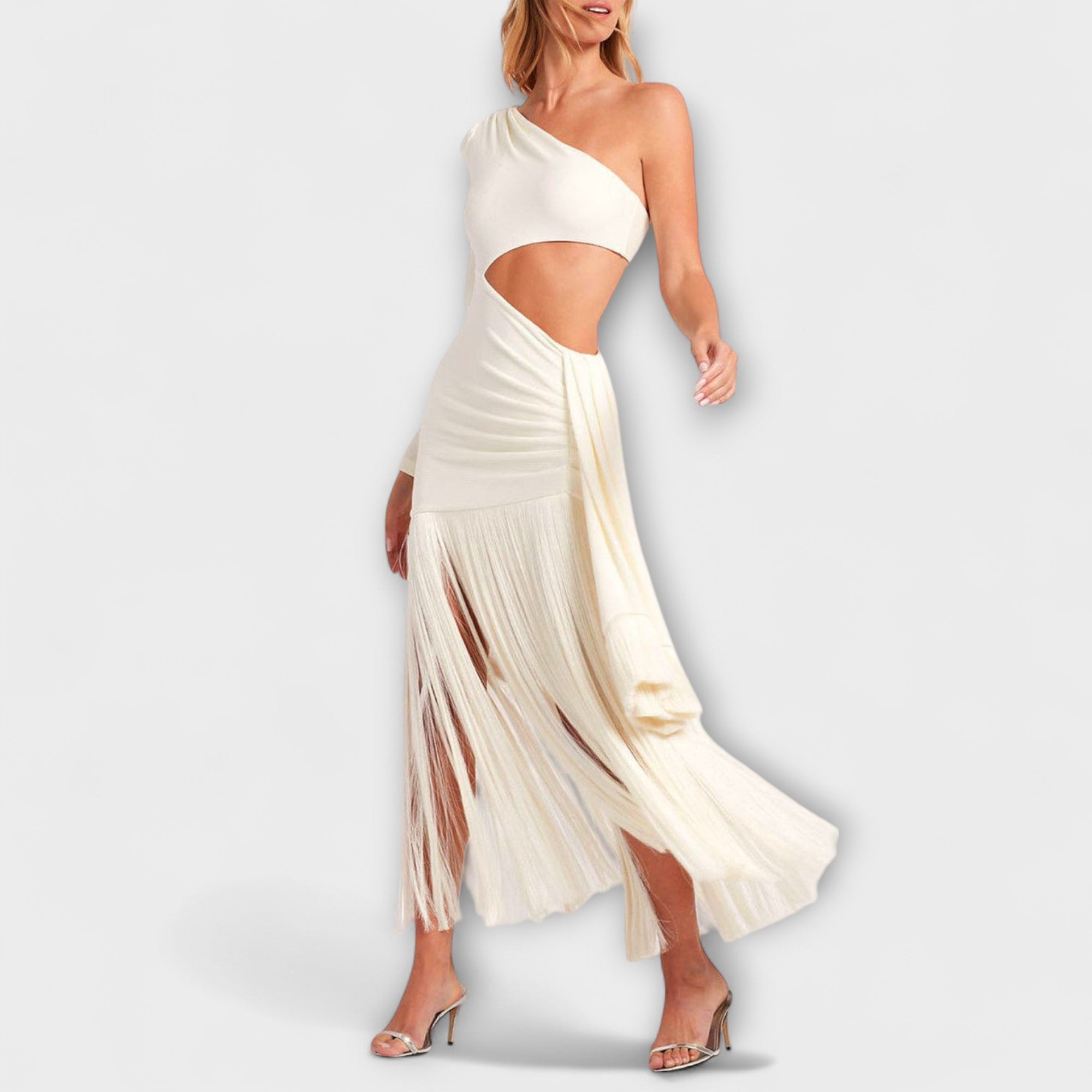 Valerie – Fringe Maxi Dress with Cutouts