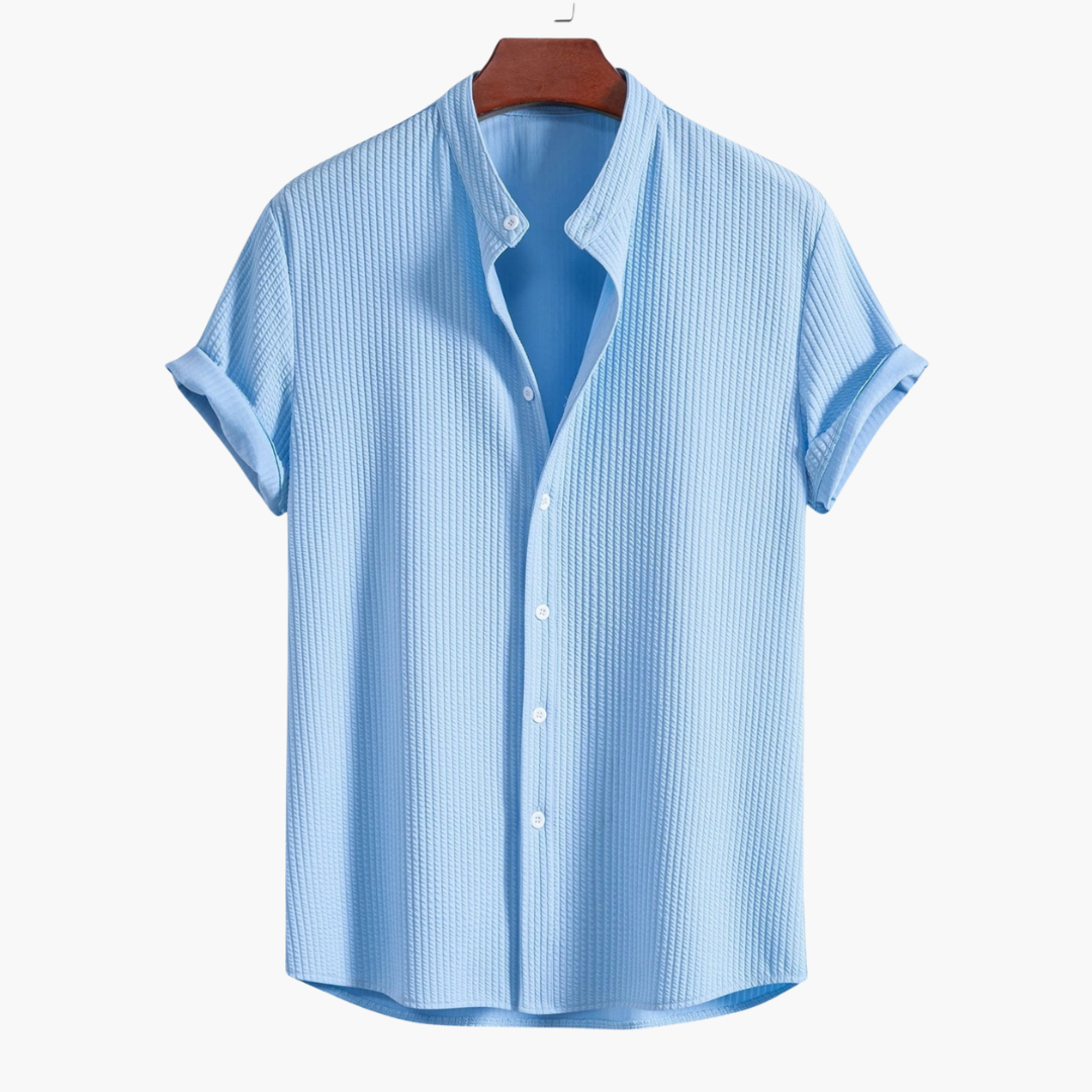 Eddie – Ribbed Stand-Up Collar Shirt for Men