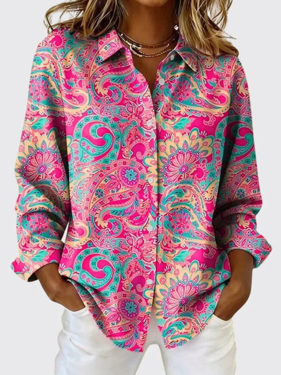 Kayla - Paisley Button-Up Blouse