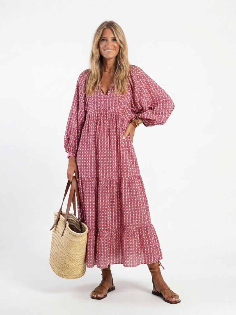 Arlene - Geometric Print Midi Dress