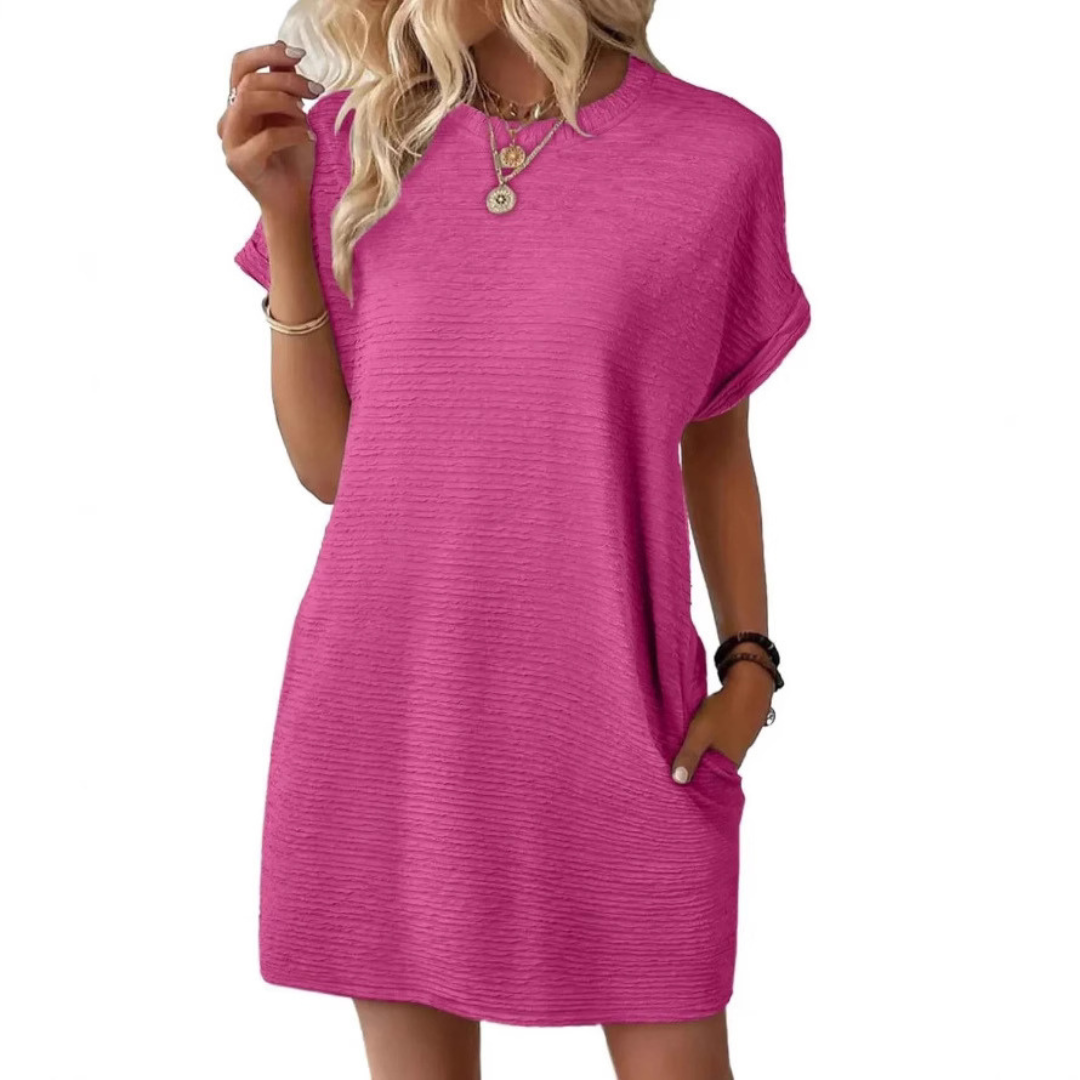 Evah – Casual Minimalist Round Neck Summer Dress