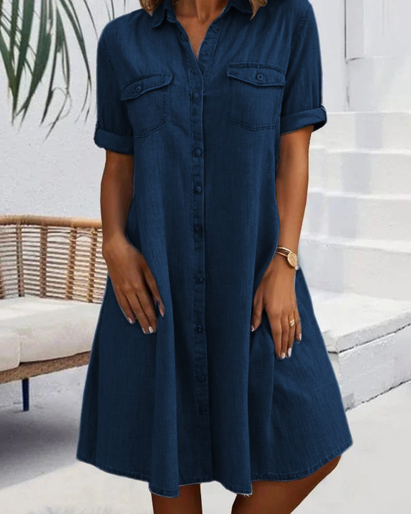 Lena - Casual Denim Shirt Dress