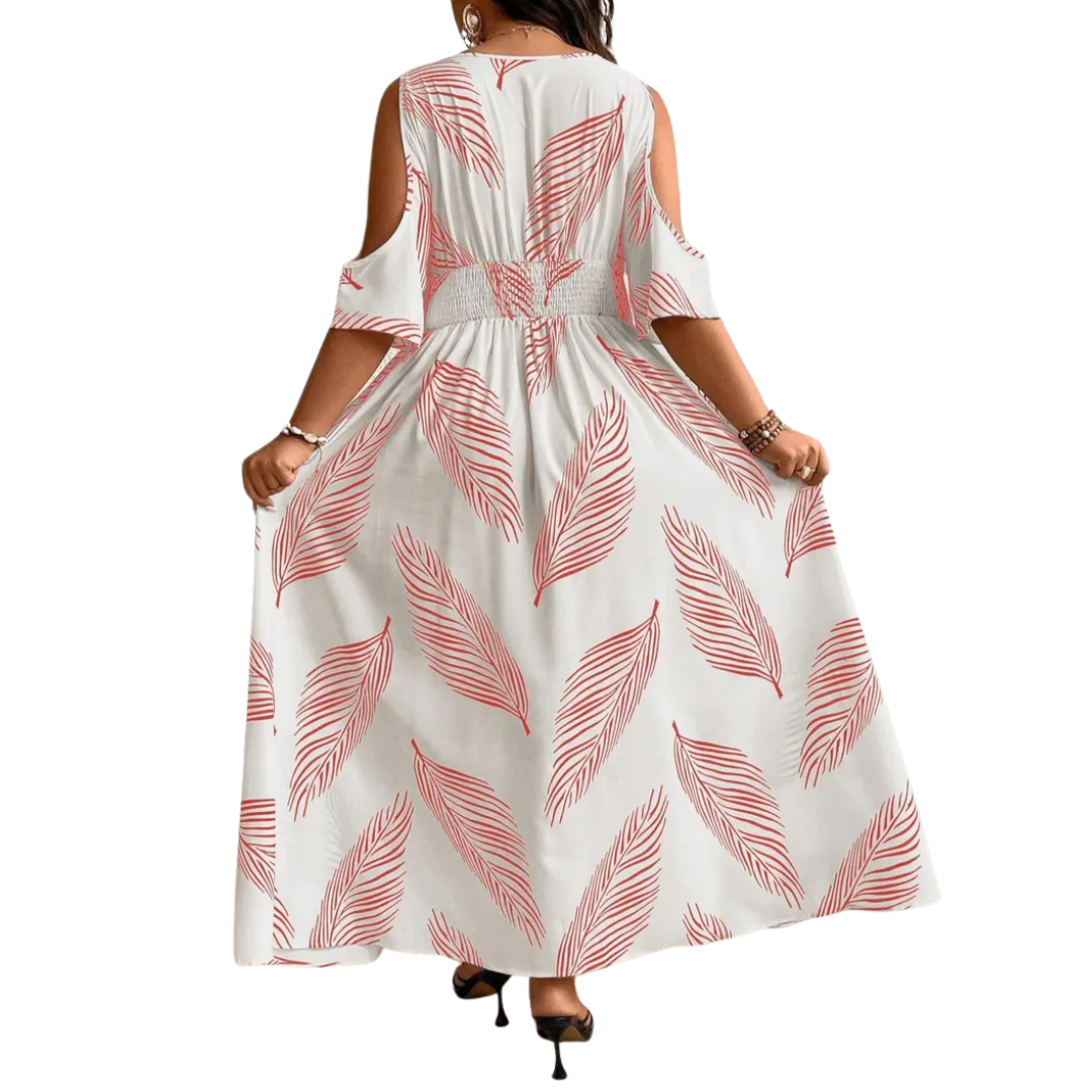 Wilma - Boho Print Cold Shoulder Dress