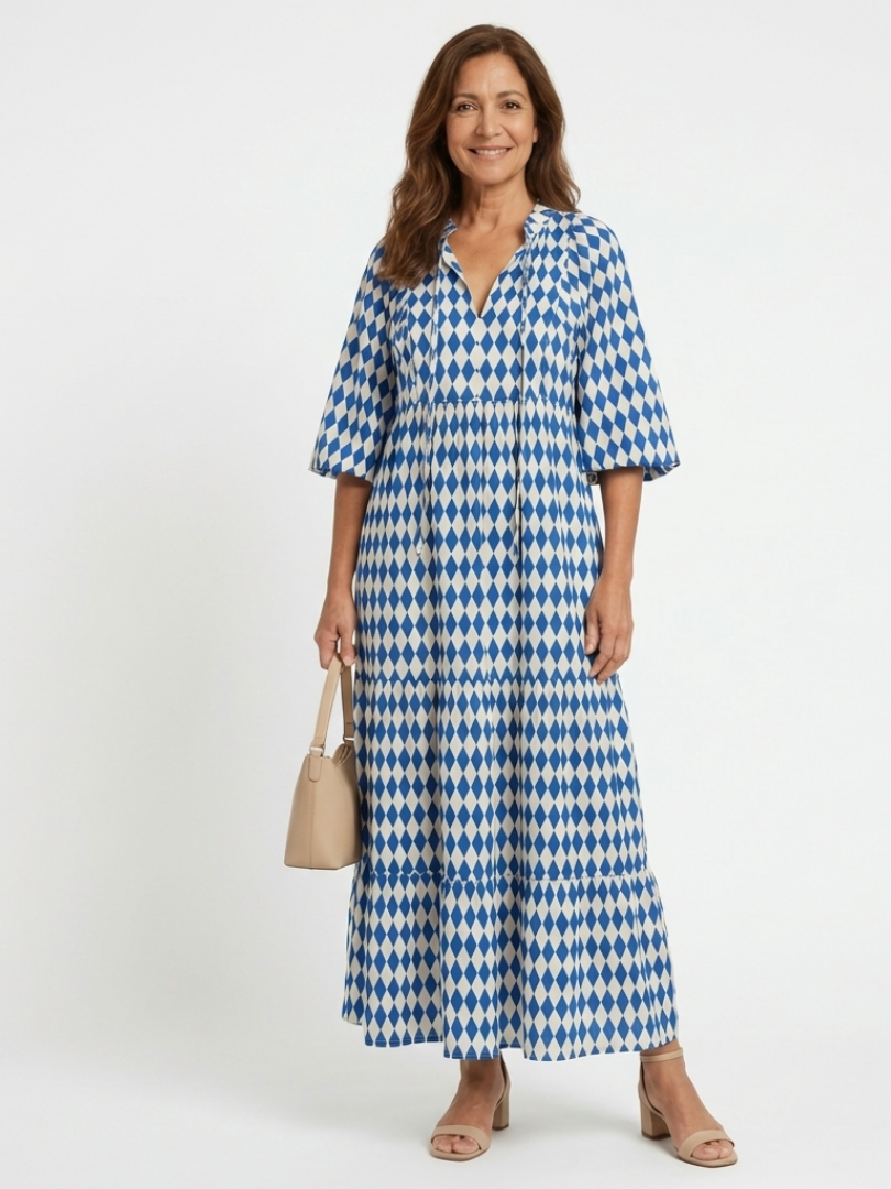Alodia - Diamond Print Midi Dress