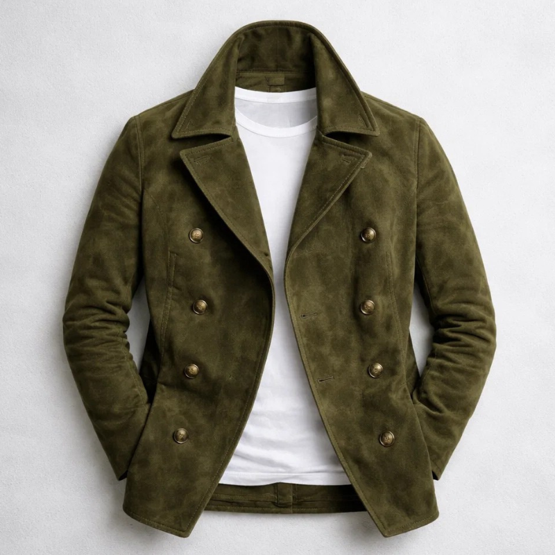 Jan – Suede Double-Breasted Pea Coat