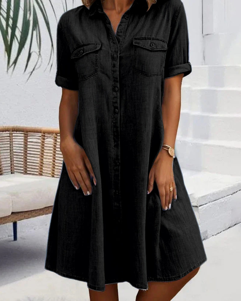 Lena - Casual Denim Shirt Dress