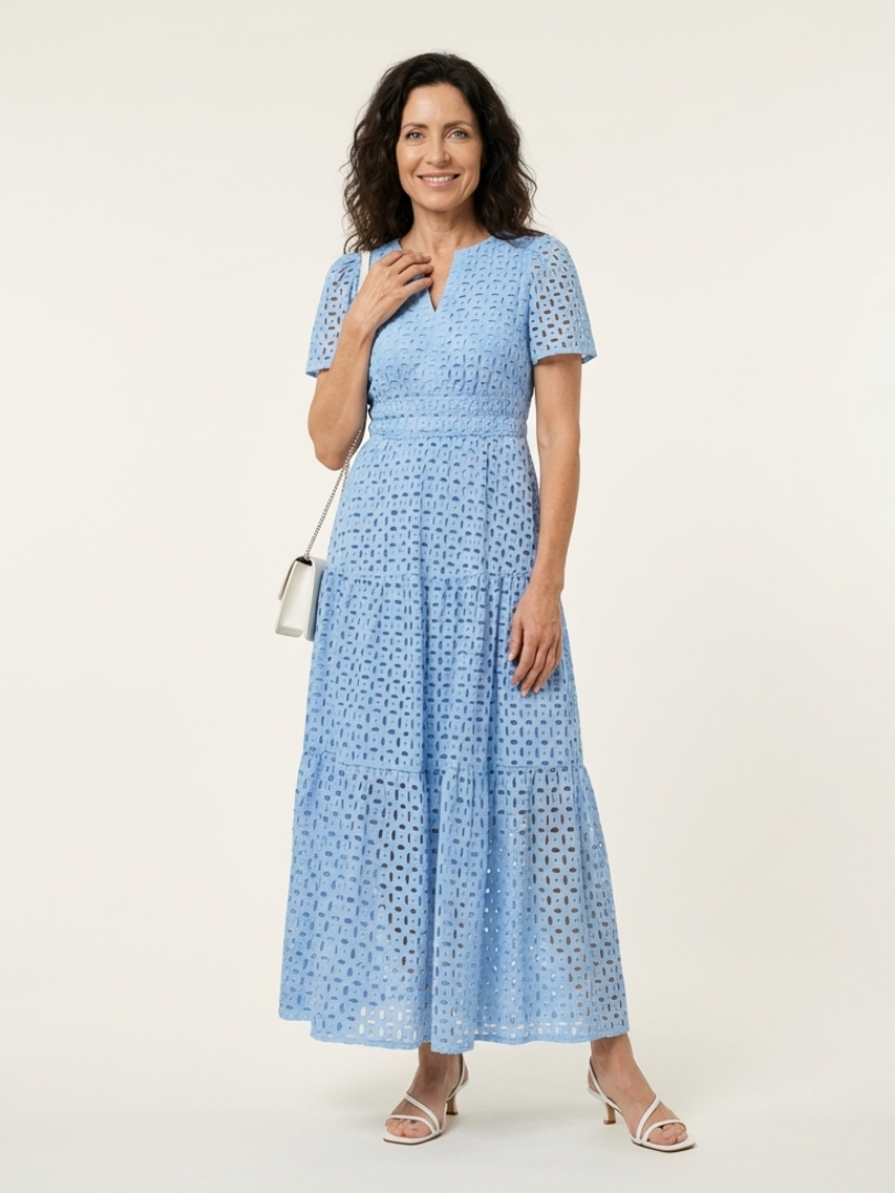 Belle - V-Neck Short Sleeve Midi Dress