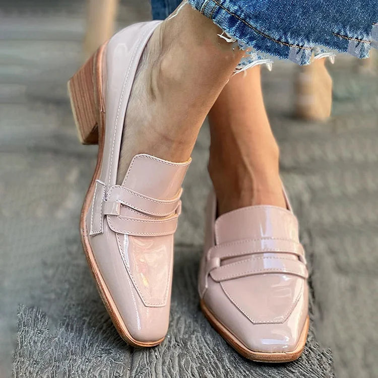 Andie – Pink Patent Loafers with High Heels