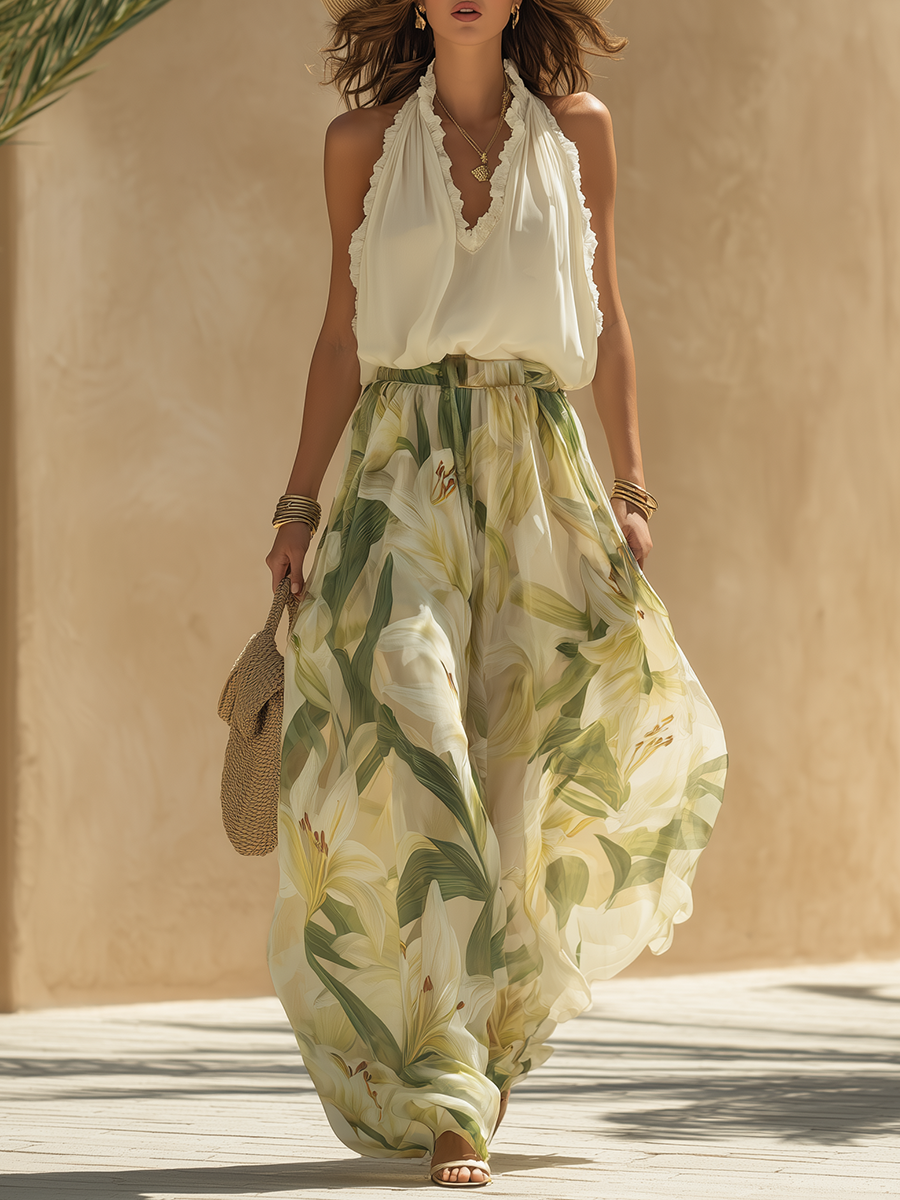 Casandra - Romantic Floral Two-Piece Set