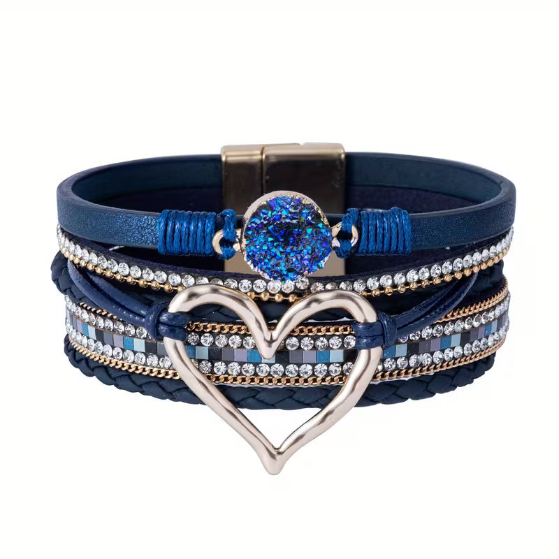 Georgia - Bohemian Multi-Layer Heart Leather Bracelet